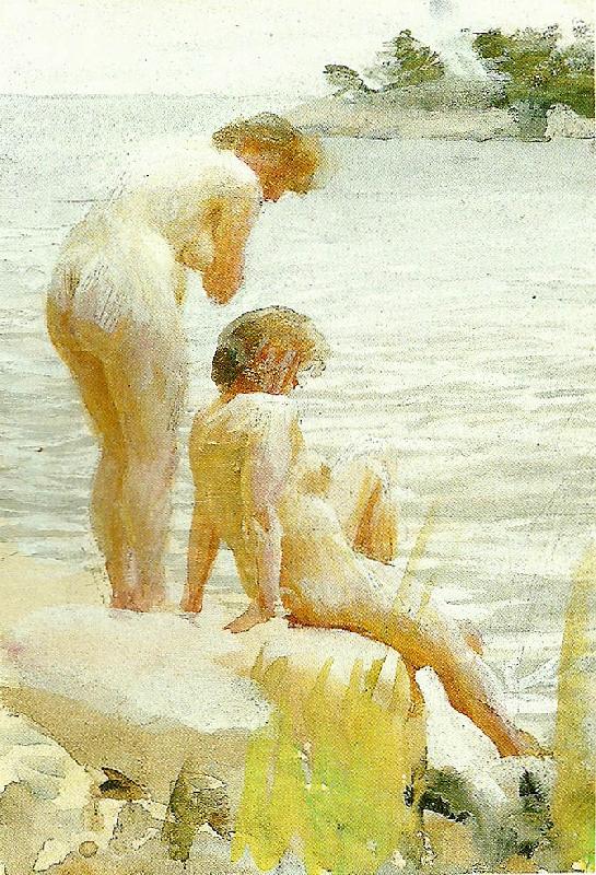 Anders Zorn tva flickor pa klipphall Norge oil painting art